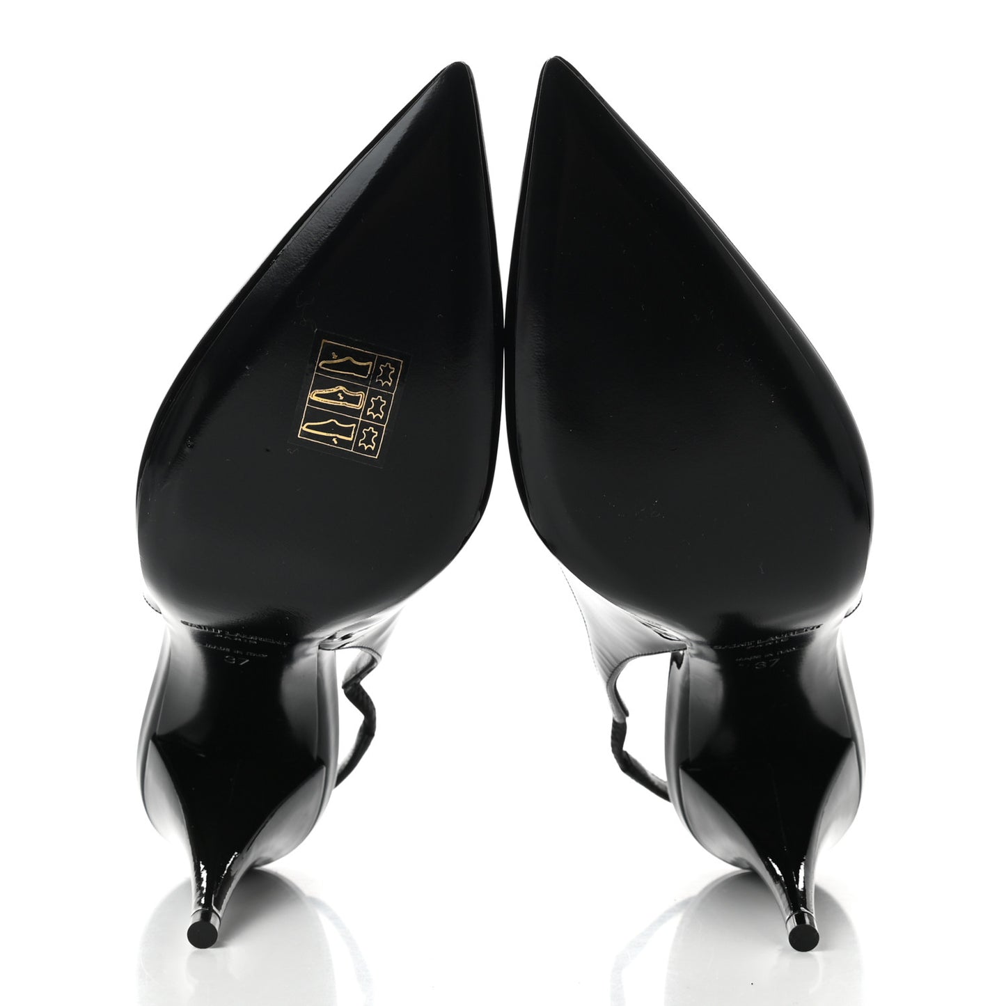 Patent Calfskin Slingback Pumps 37 Black