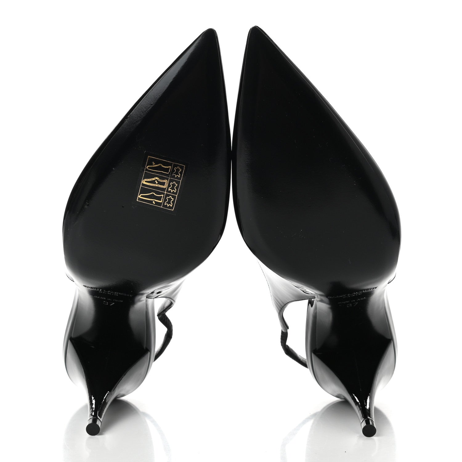 Saint Laurent Patent Calfskin Slingback Pumps 37 Black 5 of 8