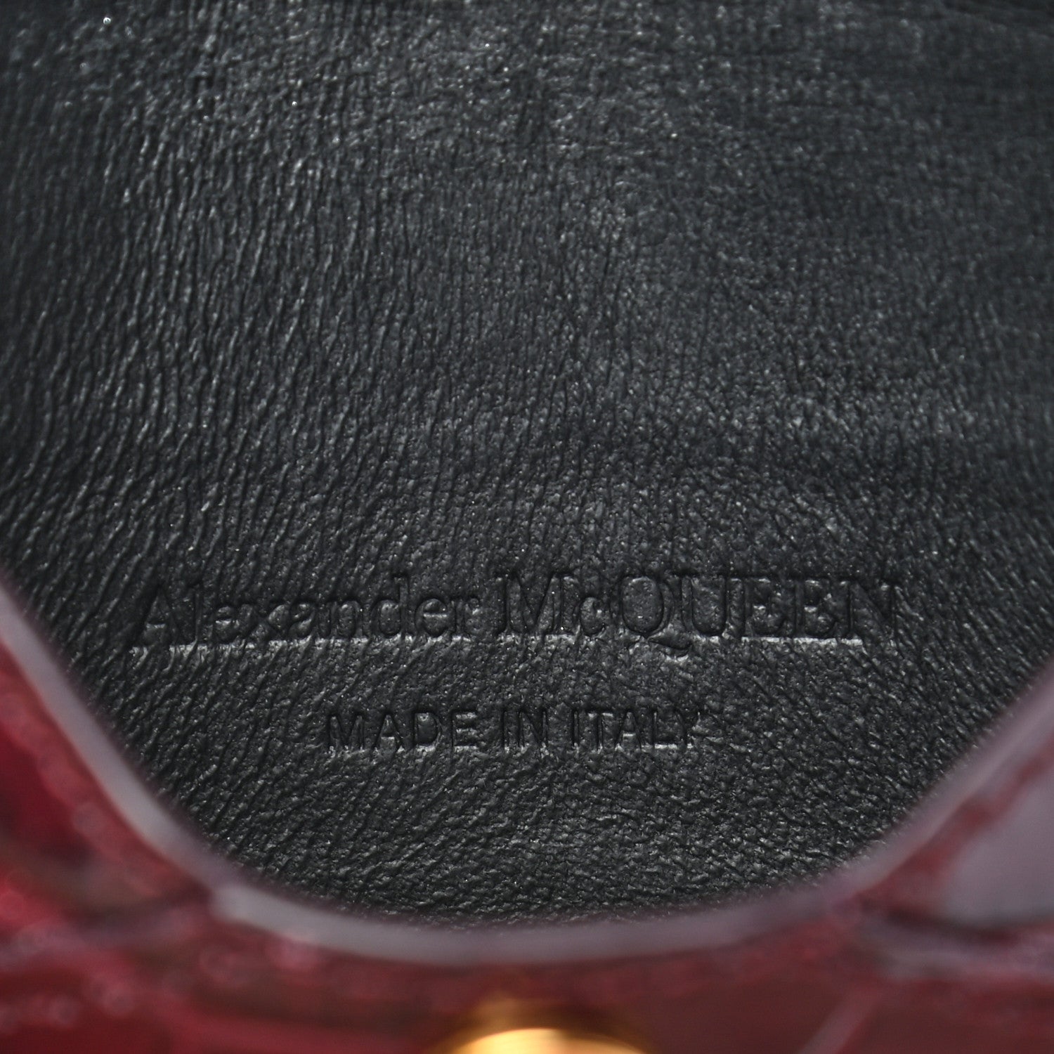 Alexander McQueen Calfskin Crocodile Embossed Skull Envelope Card Holder Burgundy 6 of 8