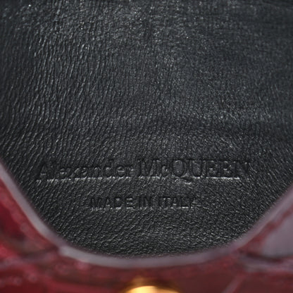 Alexander McQueen Calfskin Crocodile Embossed Skull Envelope Card Holder Burgundy 6 of 8