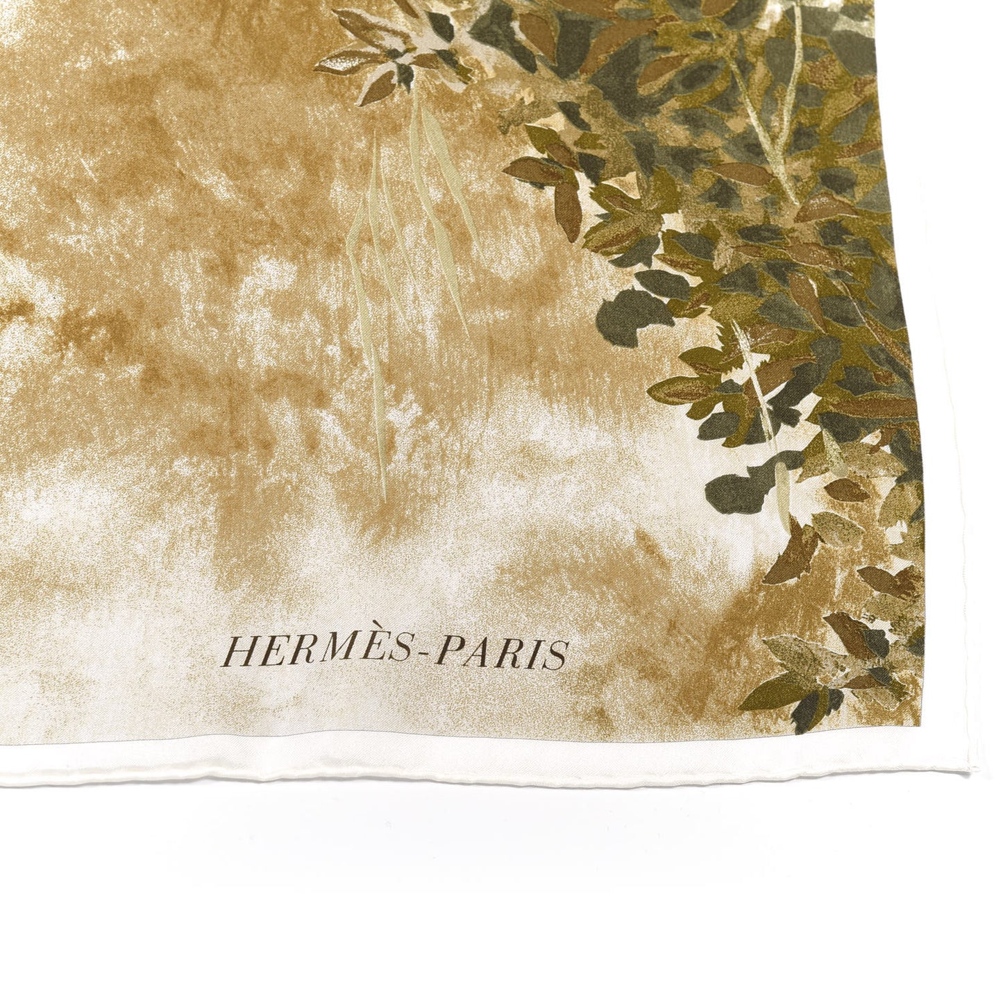 Silk Acinonyx Jubatus Wash 140 Scarf Kaki Marron Beige