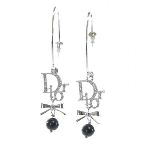 Crystal Logo Bow Earrings