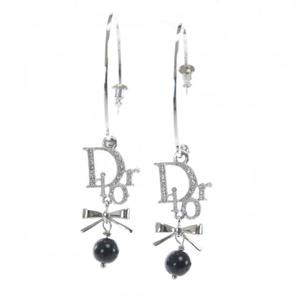 Christian Dior Crystal Logo Bow Earrings 1 of 4