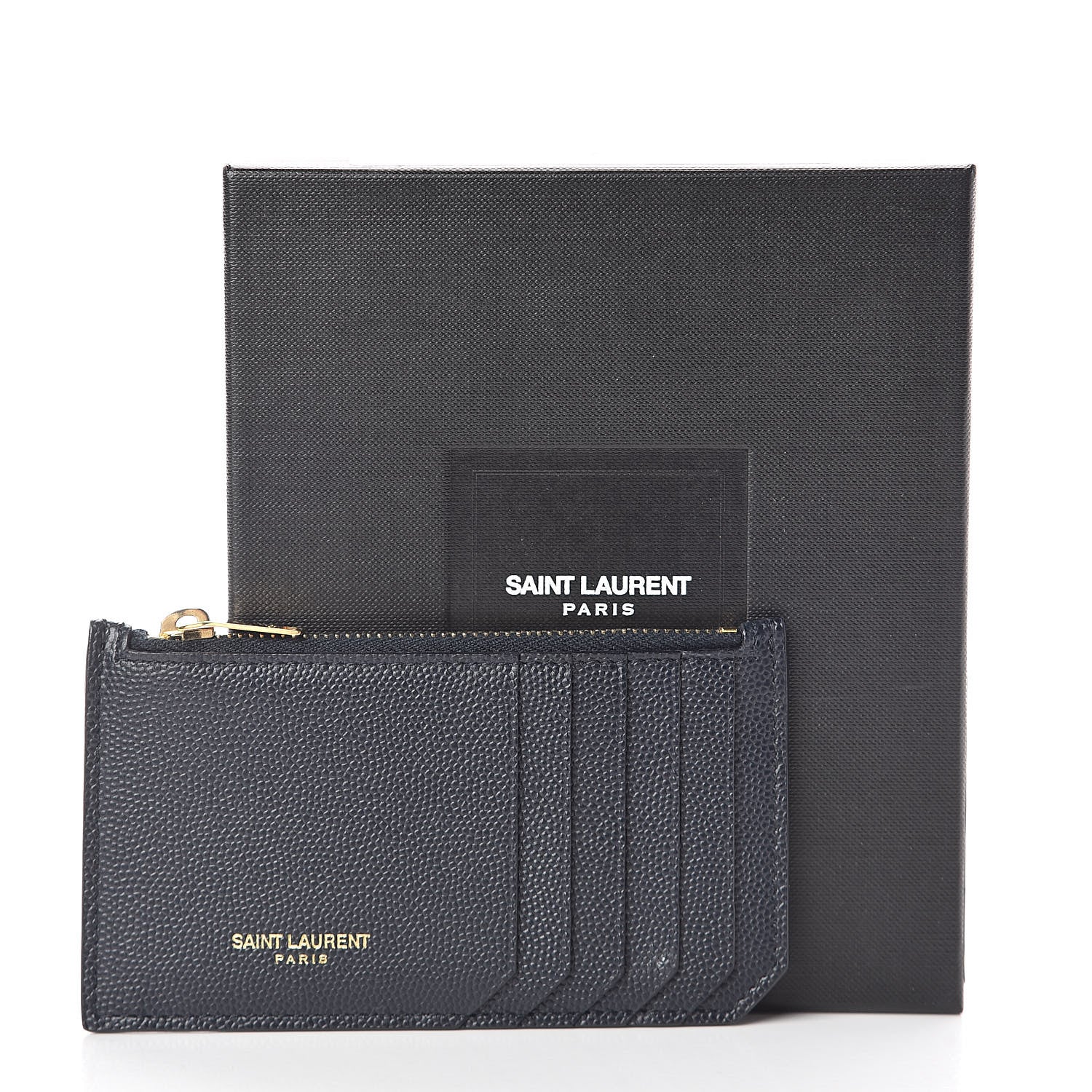 Saint Laurent Grain de Poudre 5 Fragments Zip Pouch Card Holder Marine 8 of 8