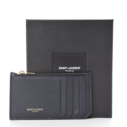 Saint Laurent Grain de Poudre 5 Fragments Zip Pouch Card Holder Marine 8 of 8