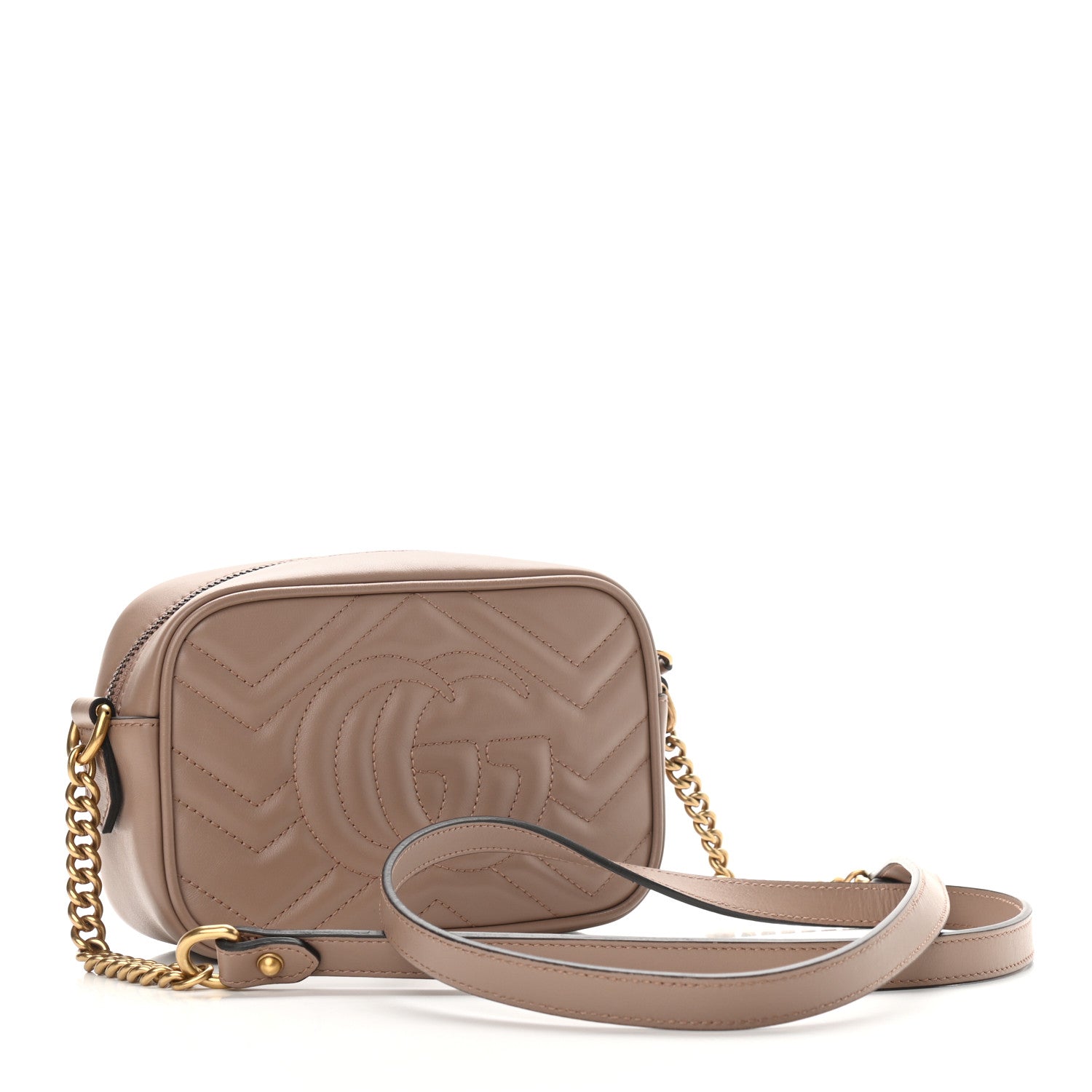 Gucci Calfskin Matelasse Mini GG Marmont Chain Shoulder Bag Porcelain Rose 3 of 9