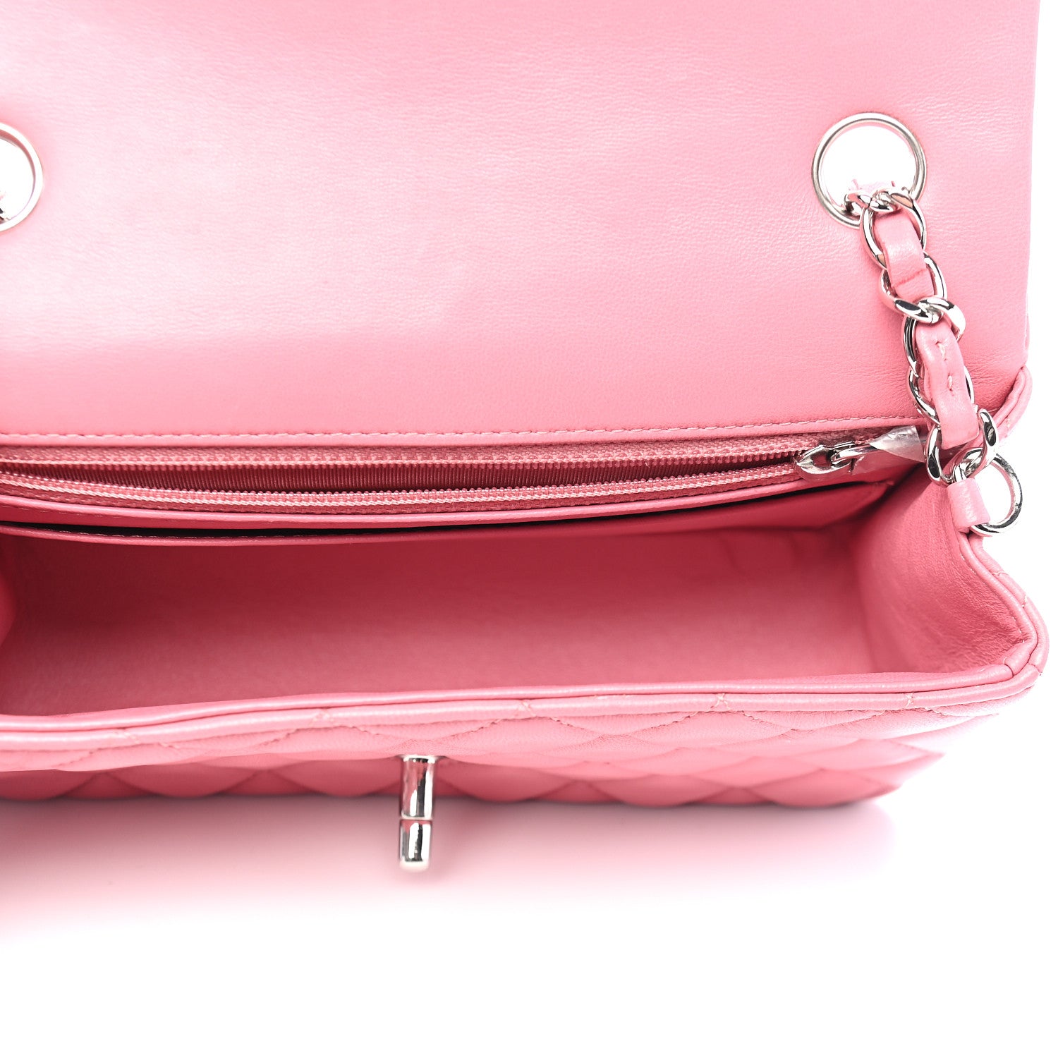 Chanel Lambskin Quilted Mini Rectangular Flap Pink 4 of 9