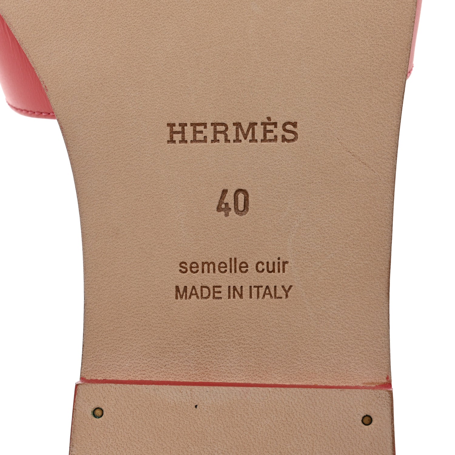 Hermes Box Calfskin Oran Sandals 40 Rose Boise 8 of 8