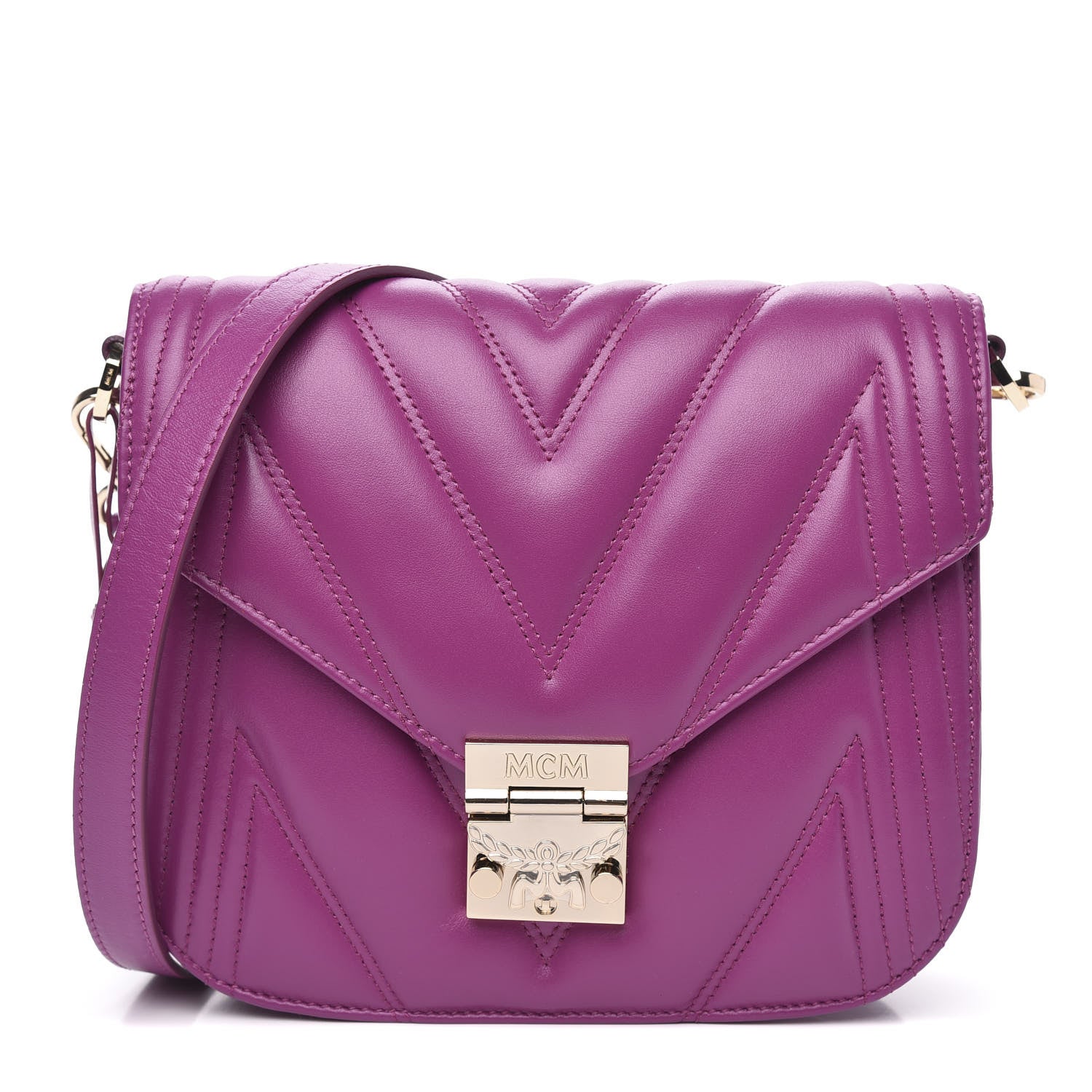MCM Lambskin Quilted Small Patricia Shoulder Bag Viva Lila 1 of 9