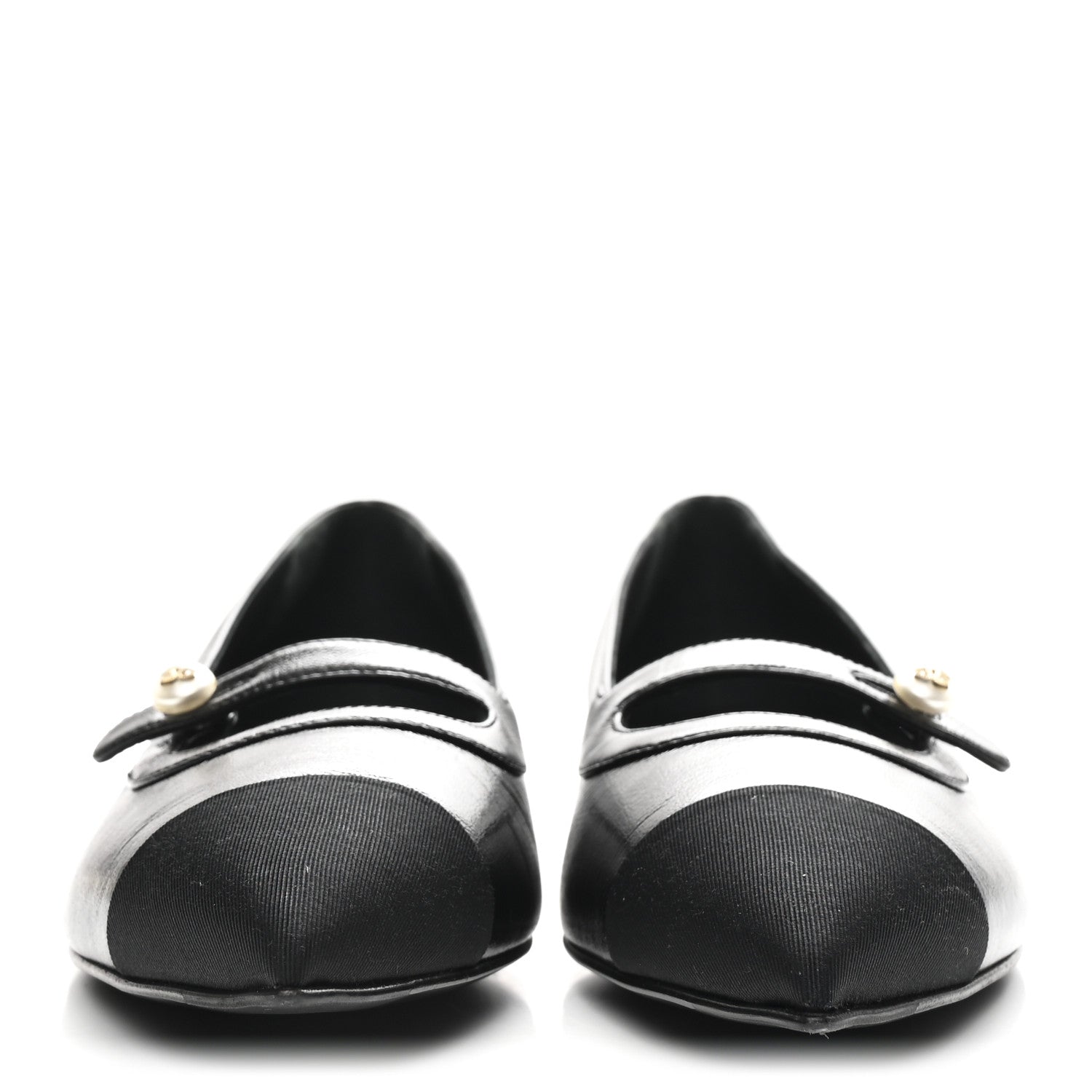 Chanel Shiny Lambskin Grosgrain Pearl Mary Jane Flats 40 Black 3 of 10