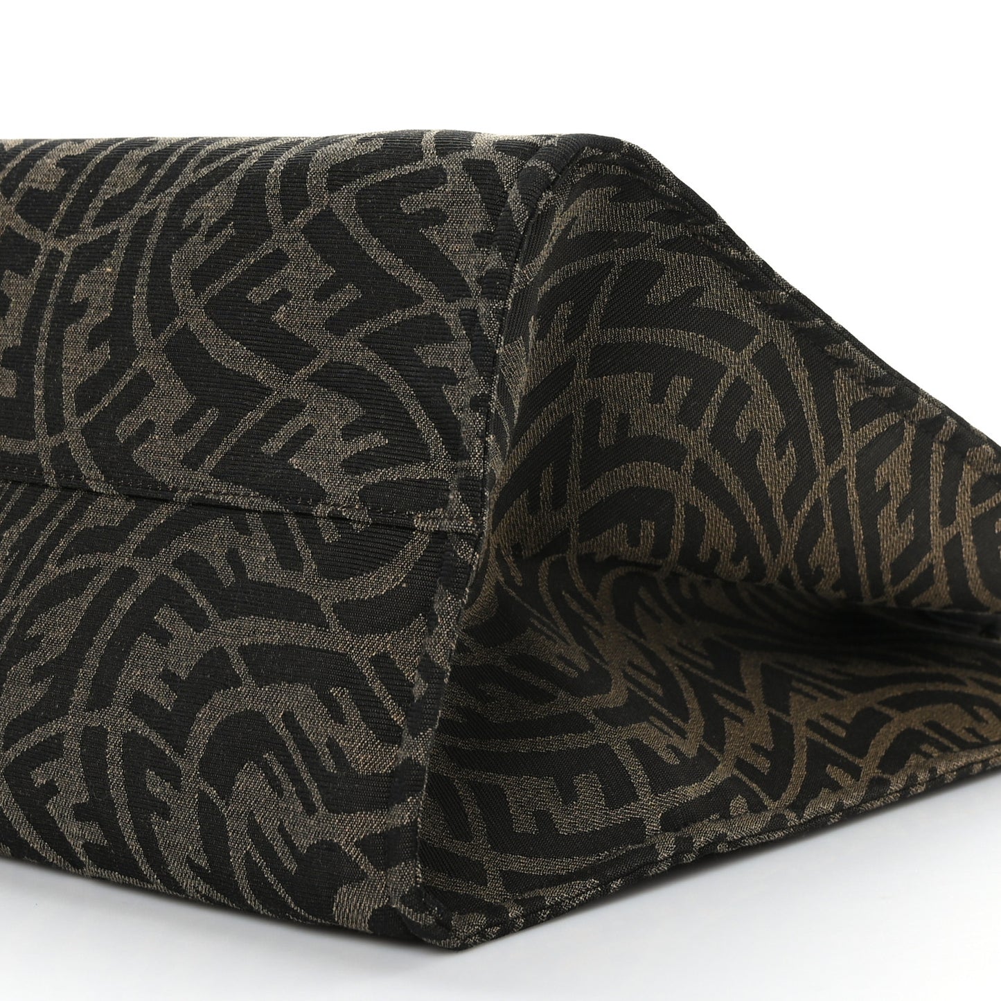 X SARAH COLEMAN Fabric Jacquard Vitello King FF Vertigo Shopping Tote Bag Tobacco Moro Black