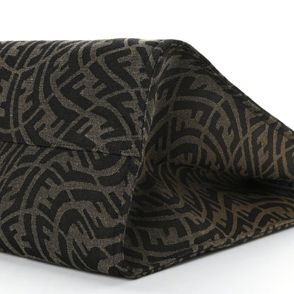 Fendi X SARAH COLEMAN Fabric Jacquard Vitello King FF Vertigo Shopping Tote Bag Tobacco Moro Black 9 of 10