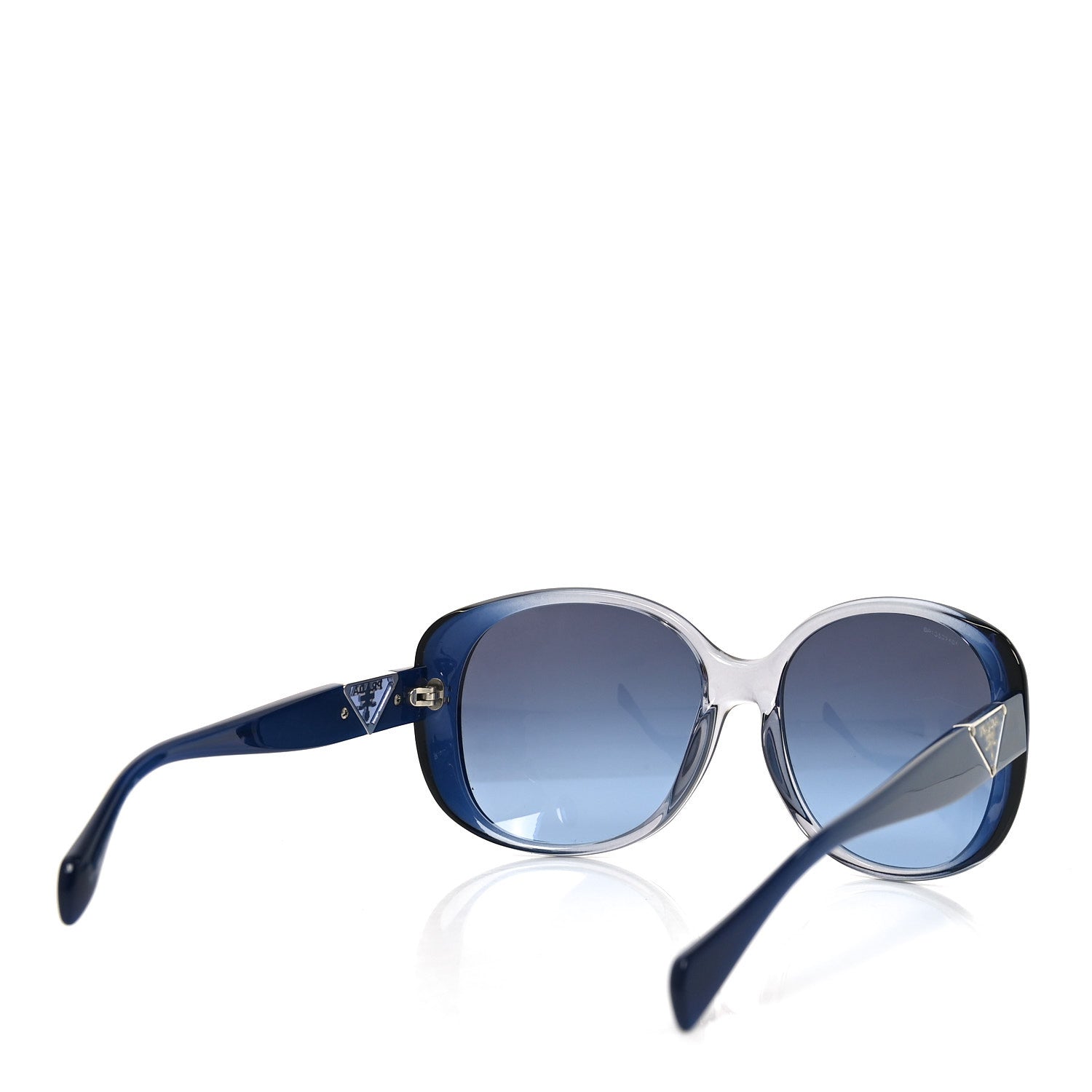 Prada Acetate Round Symbole Triangle Logo Sunglasses SPR 15O Blue 4 of 7