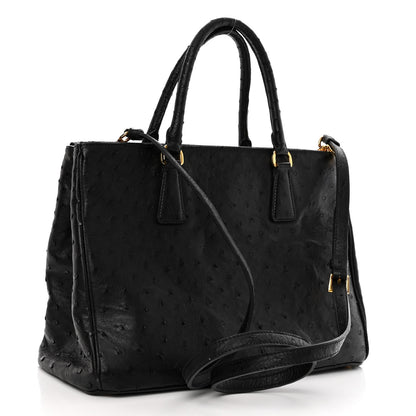 Prada Ostrich Double Zip Tote Black 3 of 15