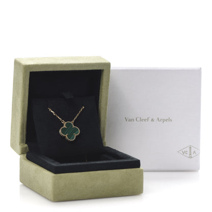 Van Cleef & Arpels 18K Yellow Gold Malachite Vintage Alhambra Pendant Necklace 8 of 8