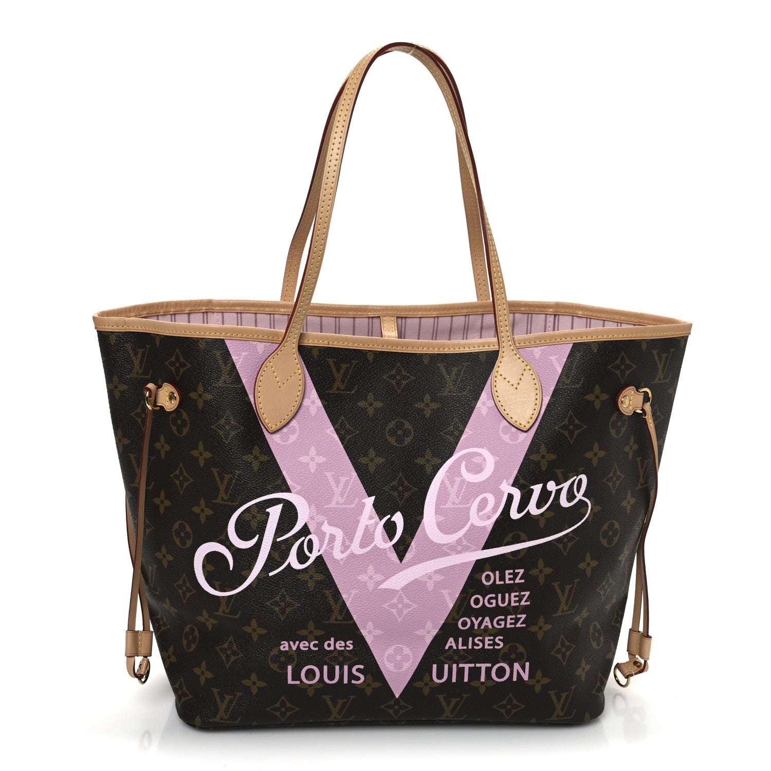Louis Vuitton Monogram Porto Cervo V Neverfull MM Rose Ballerine