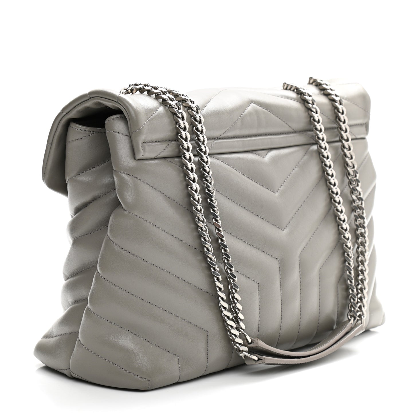 Calfskin Y Quilted Monogram Medium Loulou Chain Satchel Granite