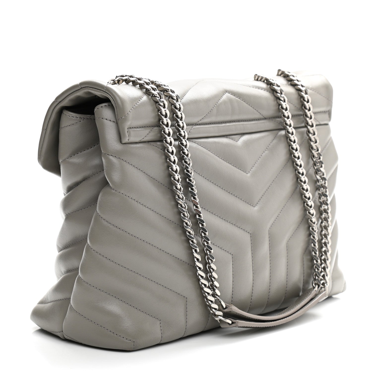 Saint Laurent Calfskin Y Quilted Monogram Medium Loulou Chain Satchel Granite 3 of 9
