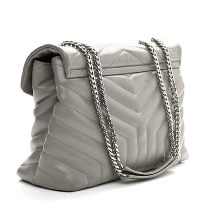 Saint Laurent Calfskin Y Quilted Monogram Medium Loulou Chain Satchel Granite 3 of 9