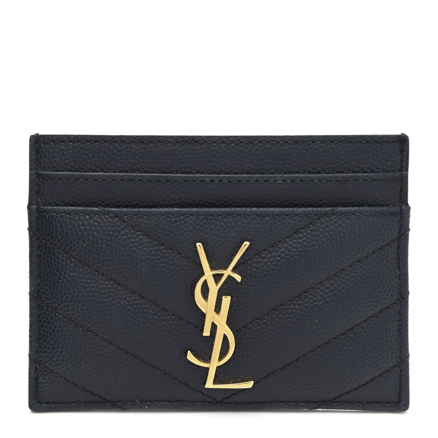 Grain De Poudre Matelasse Chevron Monogram Credit Card Case Deep Marine