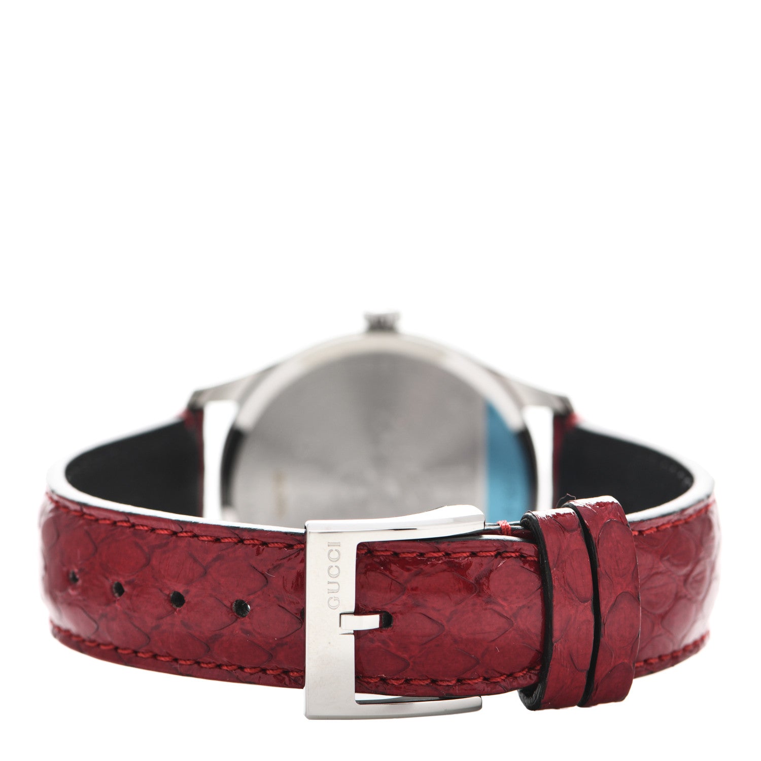 Gucci Stainless Steel Lizard Red Mother of Pearl 36mm G-Timeless Charm Quartz Watch 3 of 5