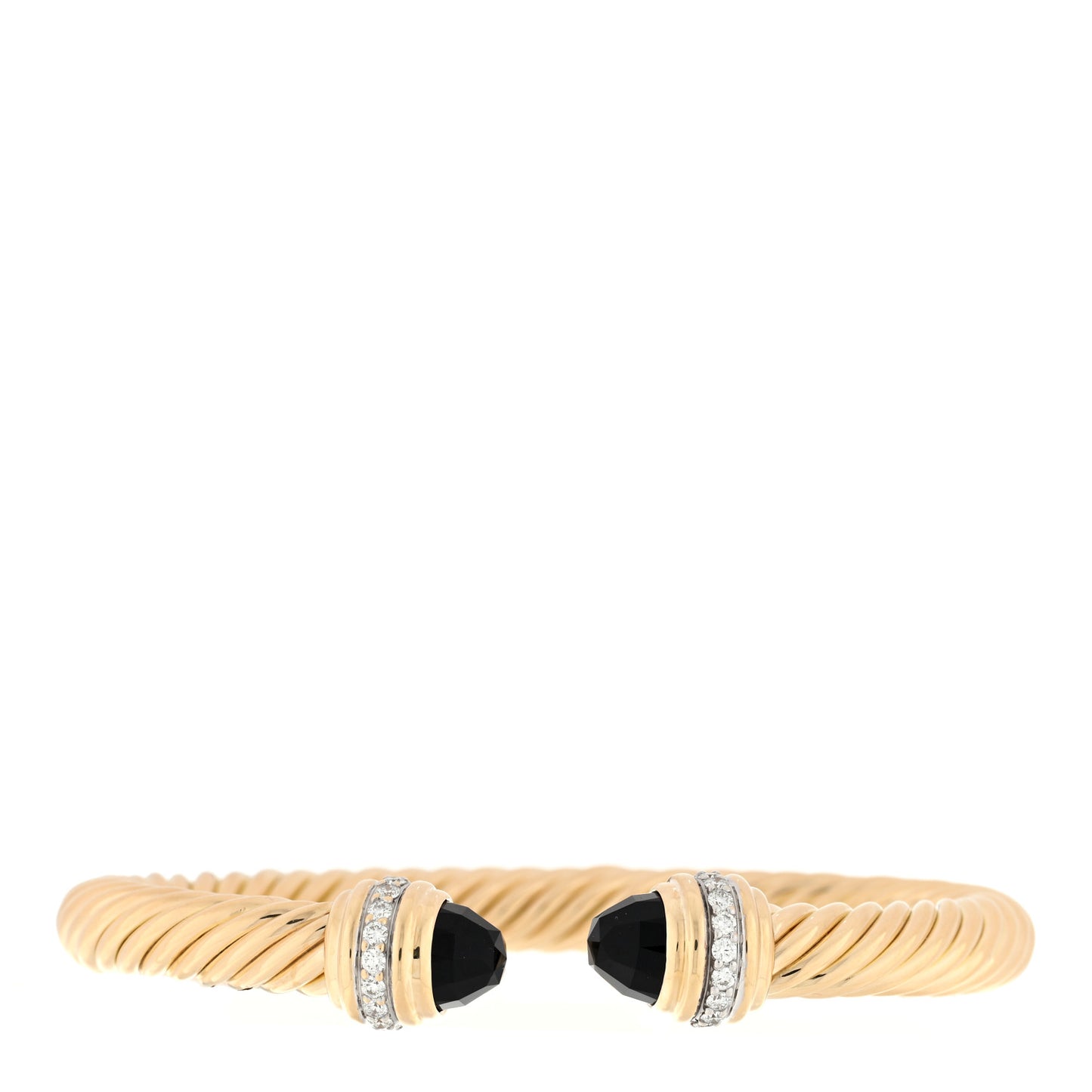 18K Yellow Gold Diamond Black Onyx 7mm Cablespira Bracelet