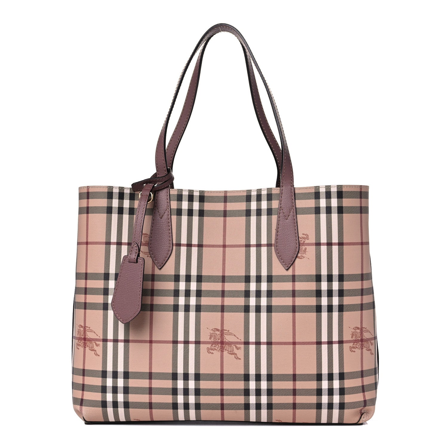 Burberry Grainy Calfskin Haymarket Check Medium Reversible Tote Dusty Pink 1 of 22