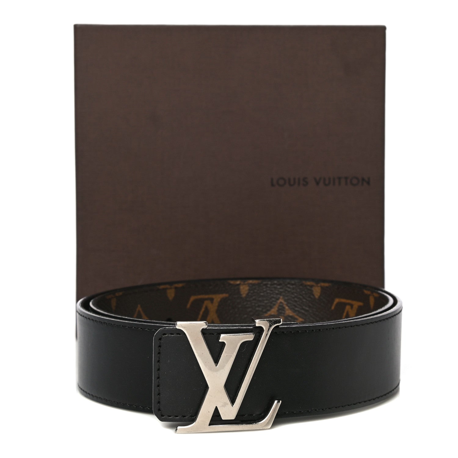 Louis Vuitton Calfskin Monogram 30mm LV Initiales Reversible Belt 80 32 Black 10 of 10