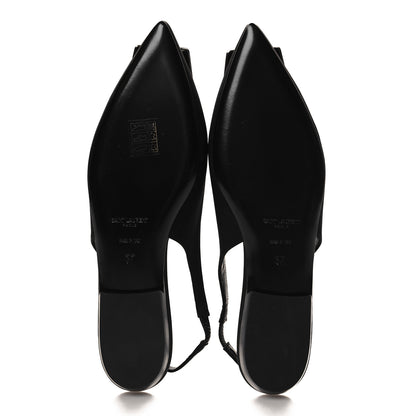 Saint Laurent Crepe De Chine Vivi 10 Plate Slingback Flats 37 Black 6 of 10