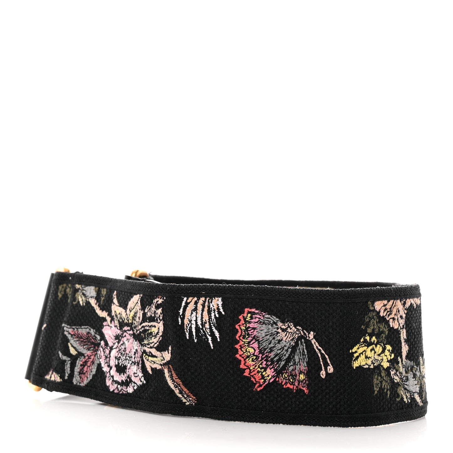 Canvas Embroidered Shoulder Strap Black Multicolor