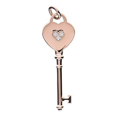 Tiffany 18K Rose Gold Diamond Heart Key Pendant 1 of 5