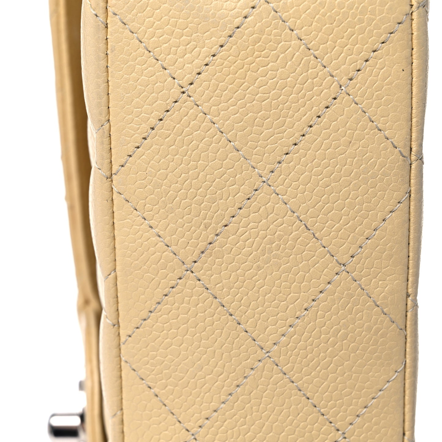 Caviar Quilted Medium Double Flap Beige Clair