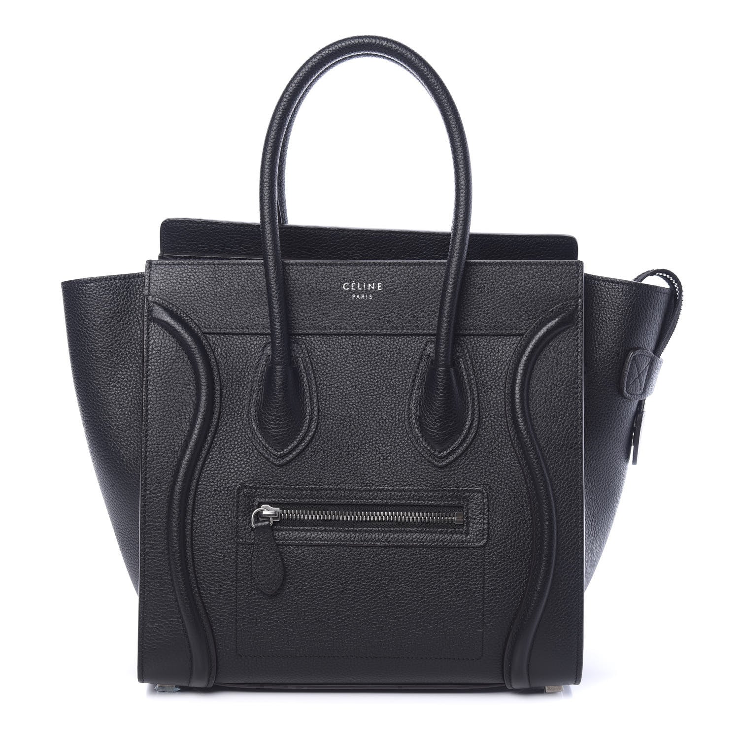Celine Drummed Calfskin Micro Luggage Black 1 of 9