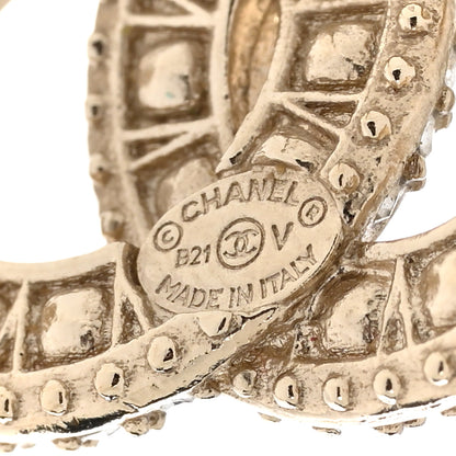 Chanel Crystal Timeless CC Earrings Gold 4 of 8
