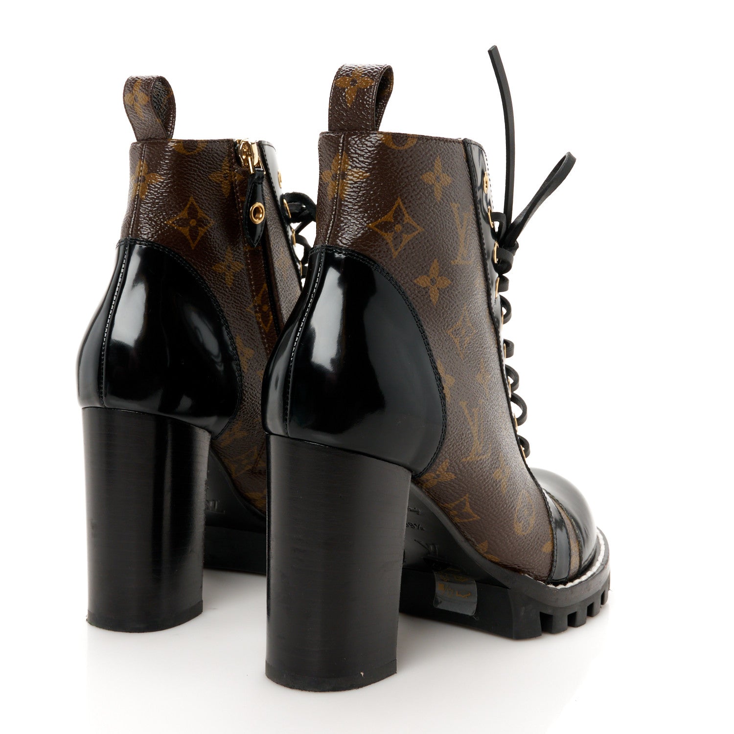 Louis Vuitton Patent Calfskin Monogram Star Trail Ankle Boots 39.5 Black 5 of 8