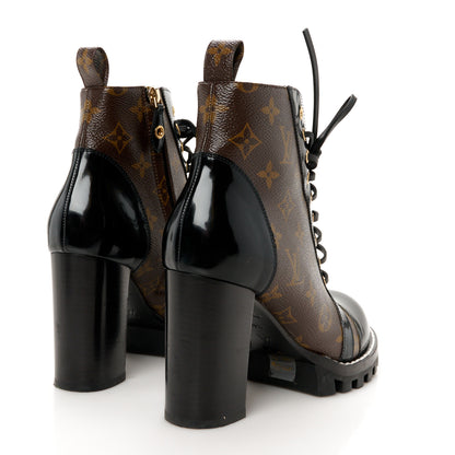 Louis Vuitton Patent Calfskin Monogram Star Trail Ankle Boots 39.5 Black 5 of 8