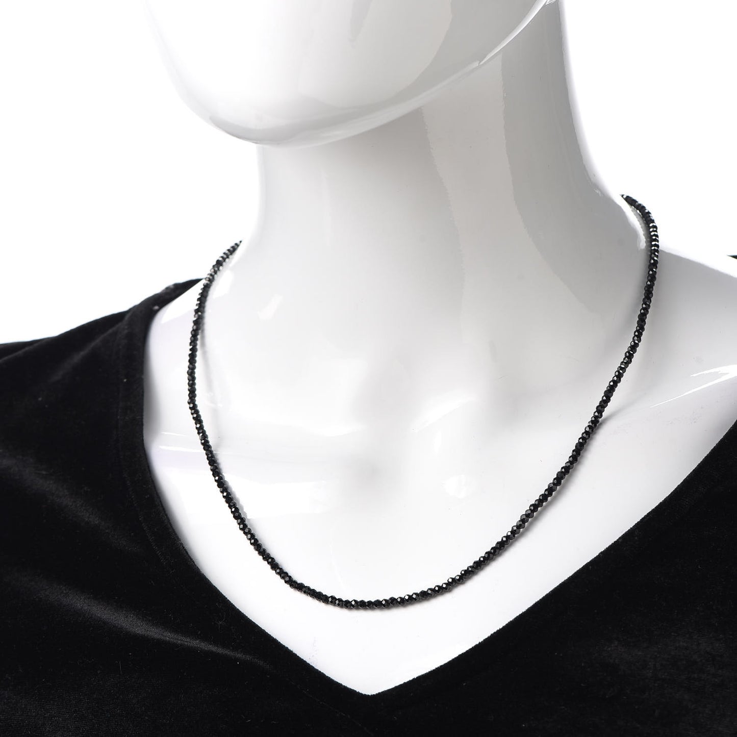 Sterling Silver Black Spinel Ziegfeld Bead Necklace