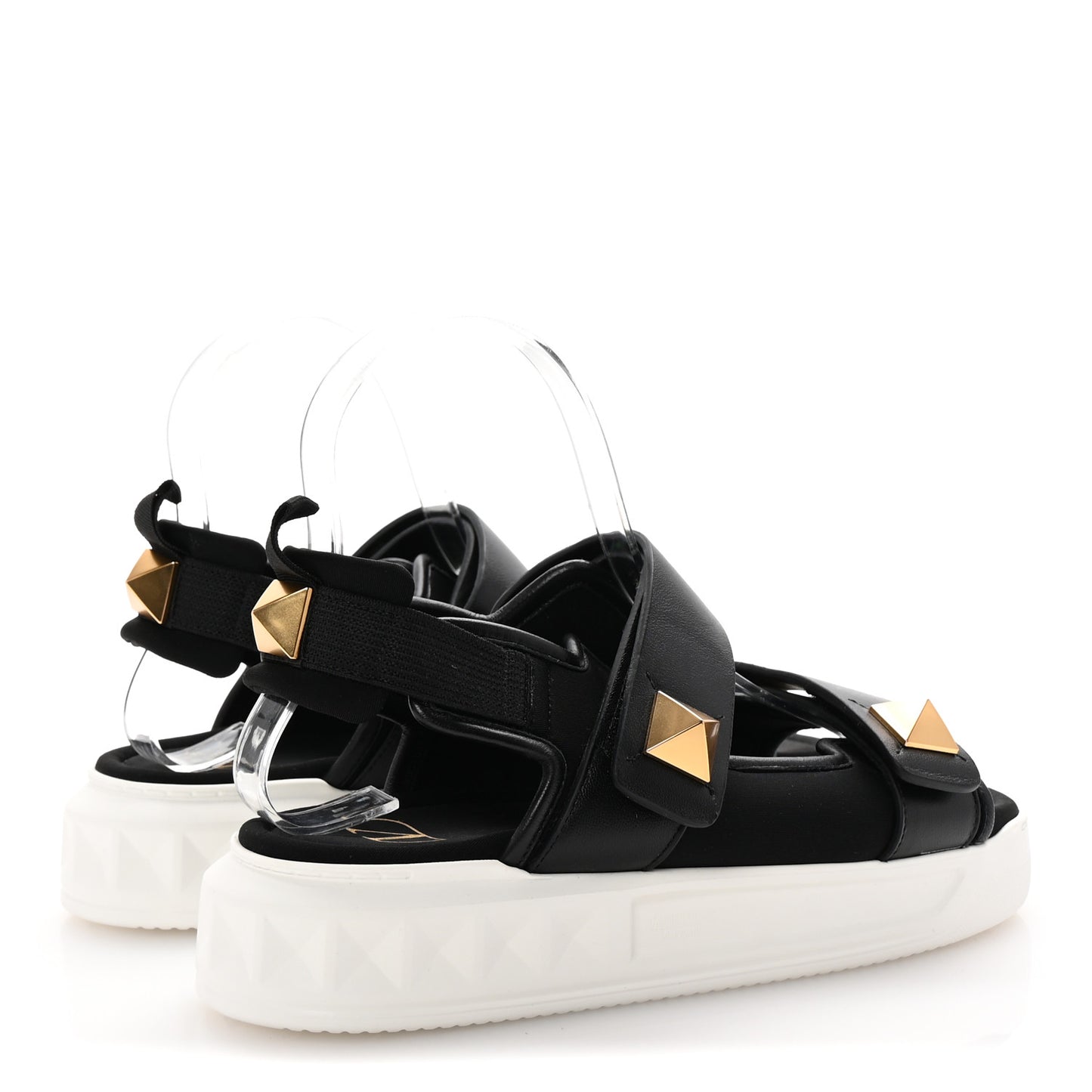Nappa Neoprene Roman Stud Velcro Sandals 36 Black