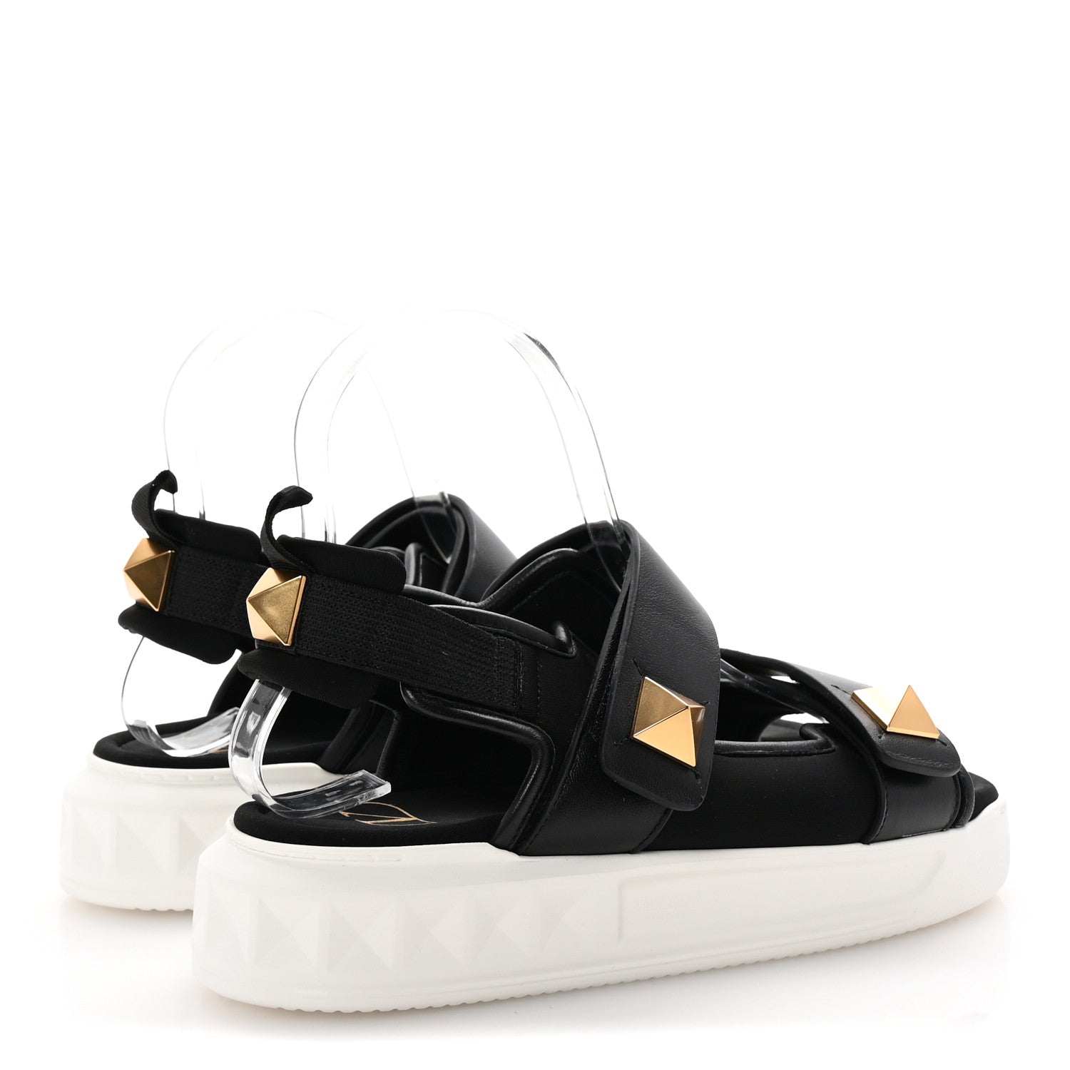 Valentino Garavani Nappa Neoprene Roman Stud Velcro Sandals 36 Black 5 of 8