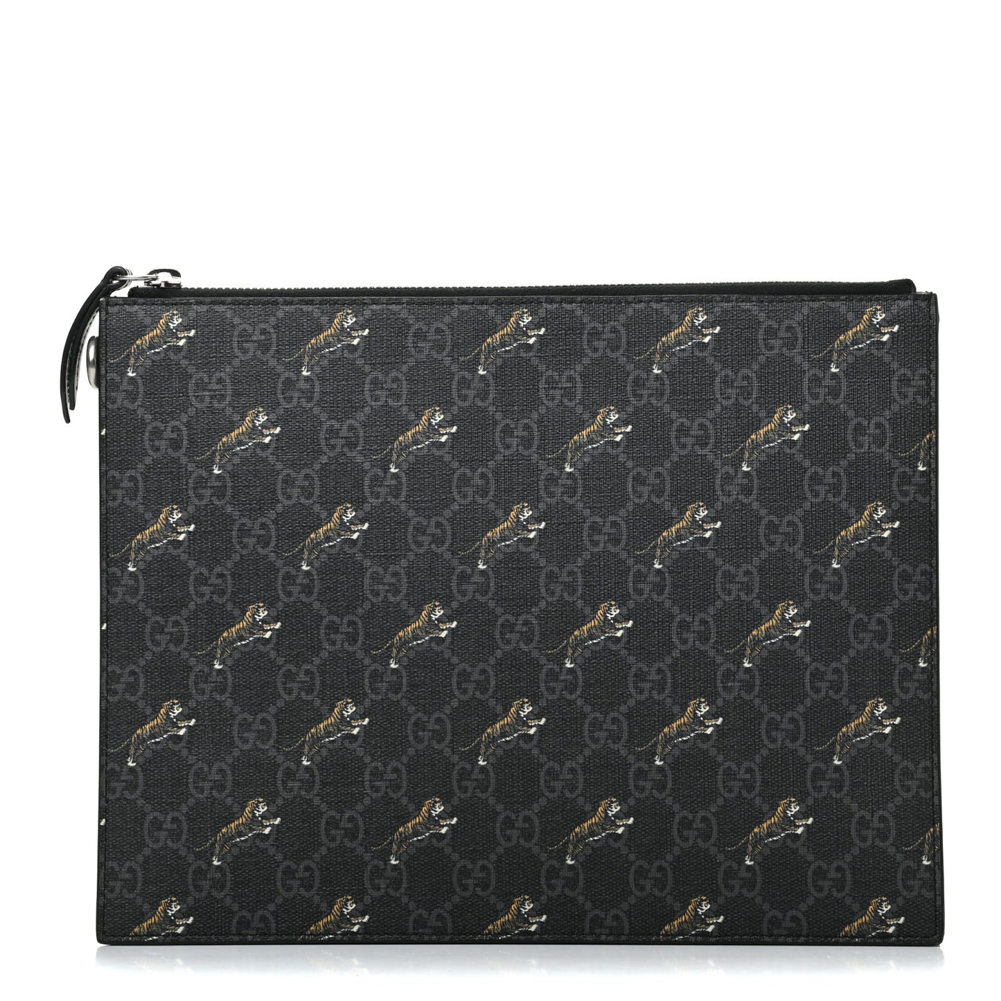 GG Supreme Monogram Tigers Zip Pouch Black Multicolor