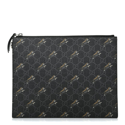 Gucci GG Supreme Monogram Tigers Zip Pouch Black Multicolor 1 of 8