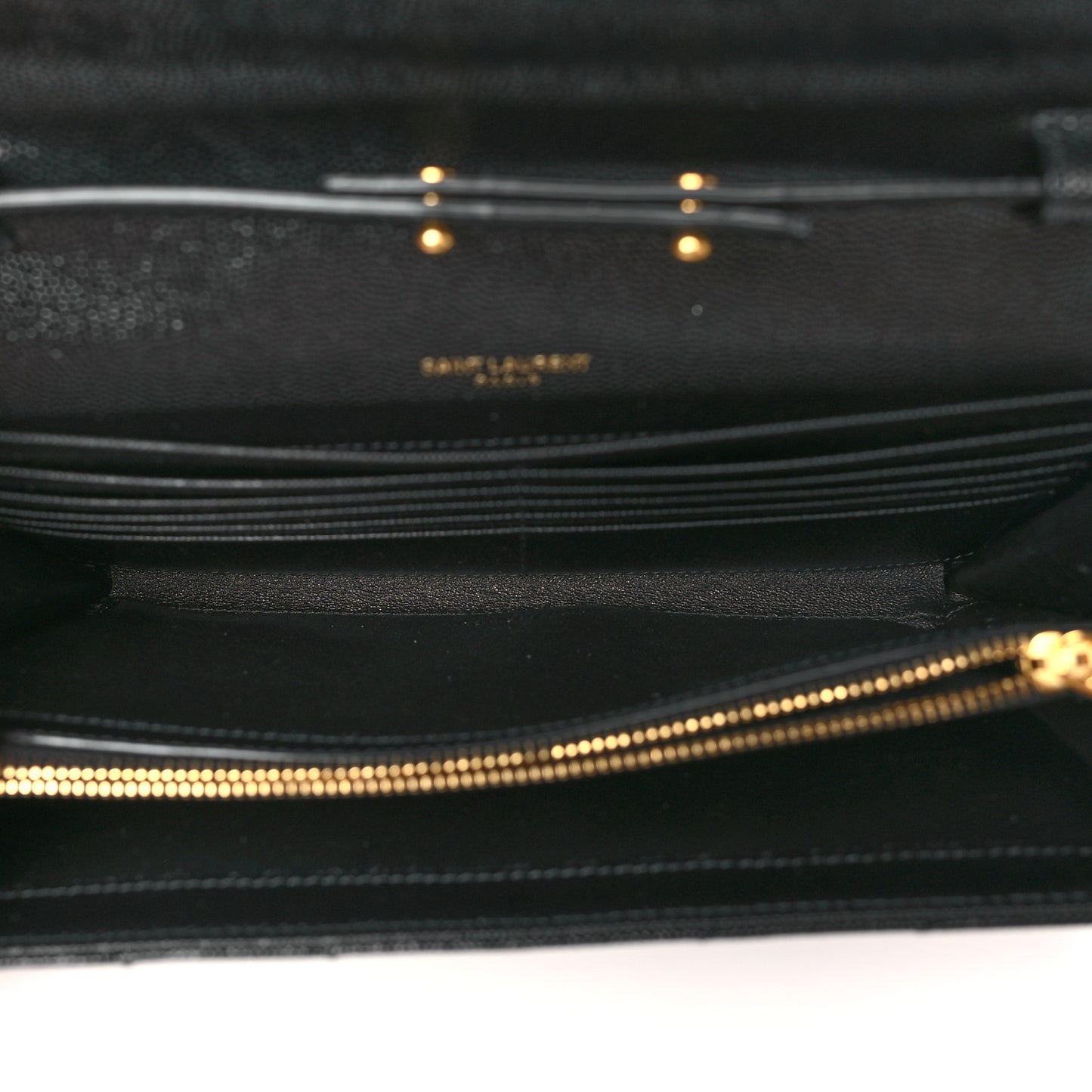Grain De Poudre Matelasse Chevron Monogram Chain Wallet Black