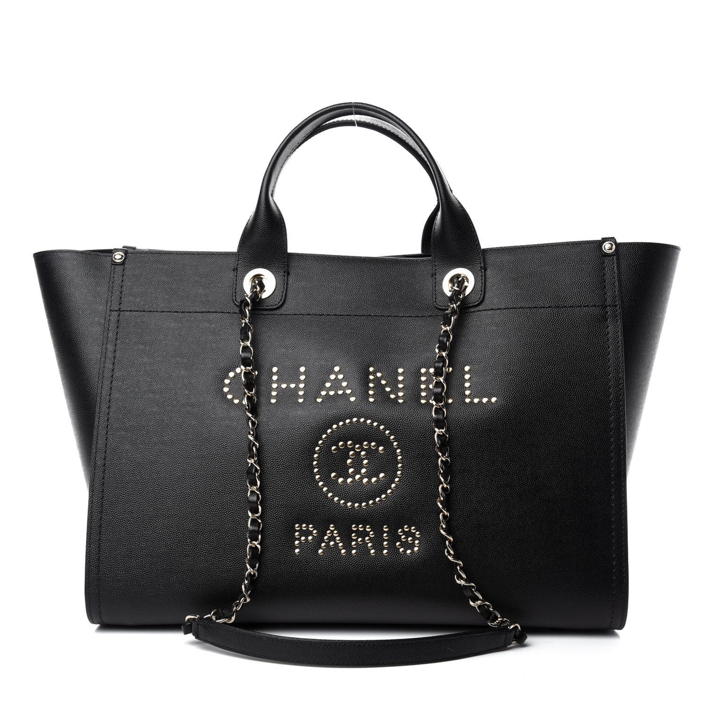 Caviar Medium Studded Deauville Tote Black