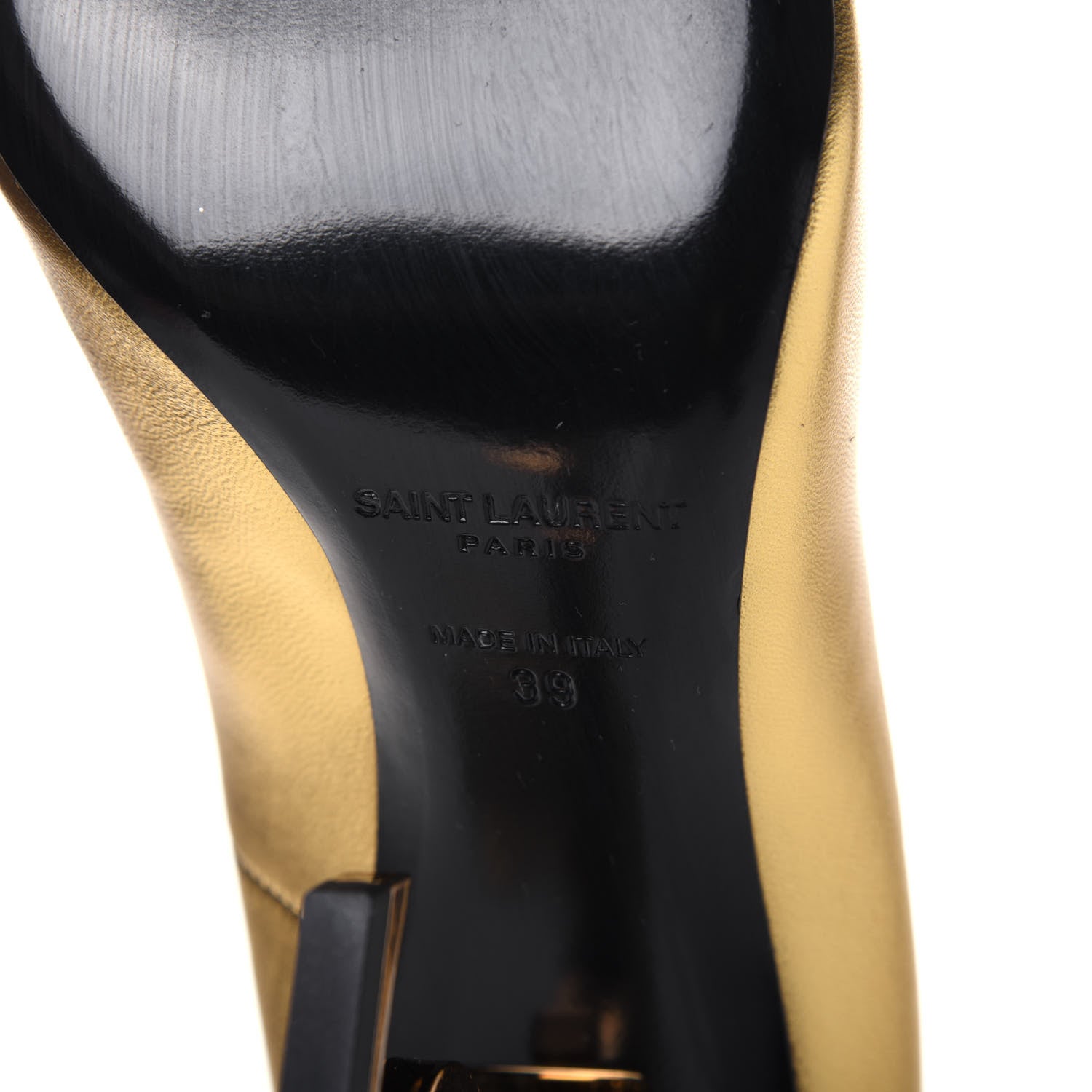 Saint Laurent Calfskin Opyum 100 Pumps 39 Gold 6 of 15