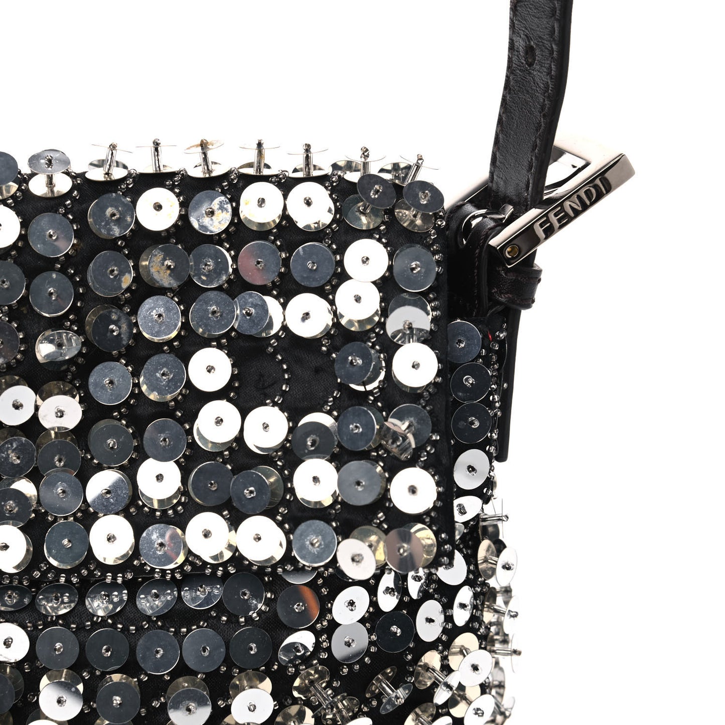 Sequin Beaded Baguette Silver Dark Brown