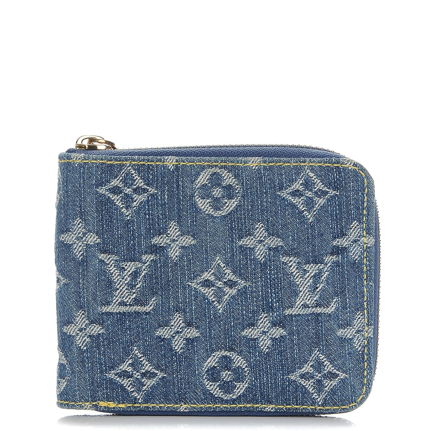 Denim Zip Compact Wallet Blue