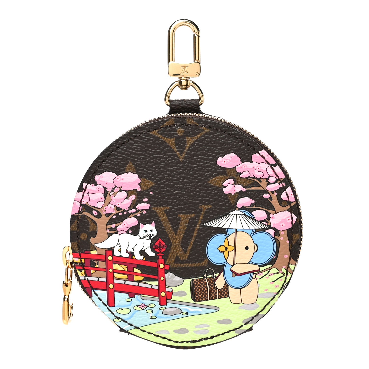 Louis Vuitton Monogram 2021 Christmas Animation Japanese Garden Round Coin Purse Wisteria Pink 1 of 10