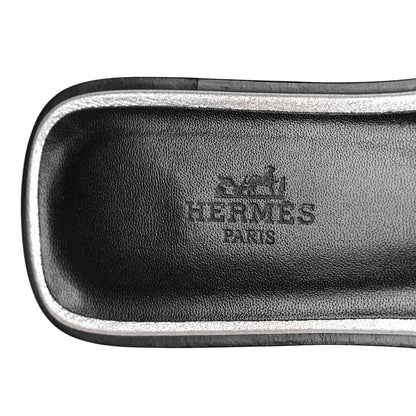 Hermes Velvet Goatskin Crystal Beads Oran Sandals 37 Gris Argente 8 of 13