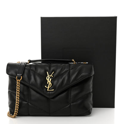Saint Laurent Lambskin Quilted Toy Loulou Puffer Monogram Chain Satchel Black 11 of 11