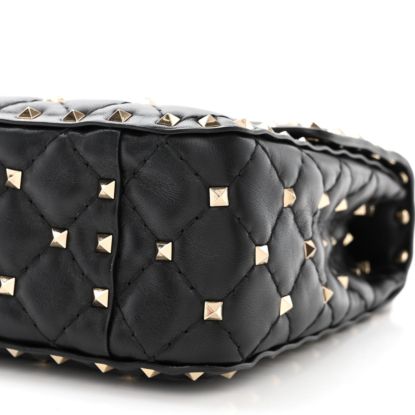 Lambskin Medium Rockstud Spike Shoulder Bag Black